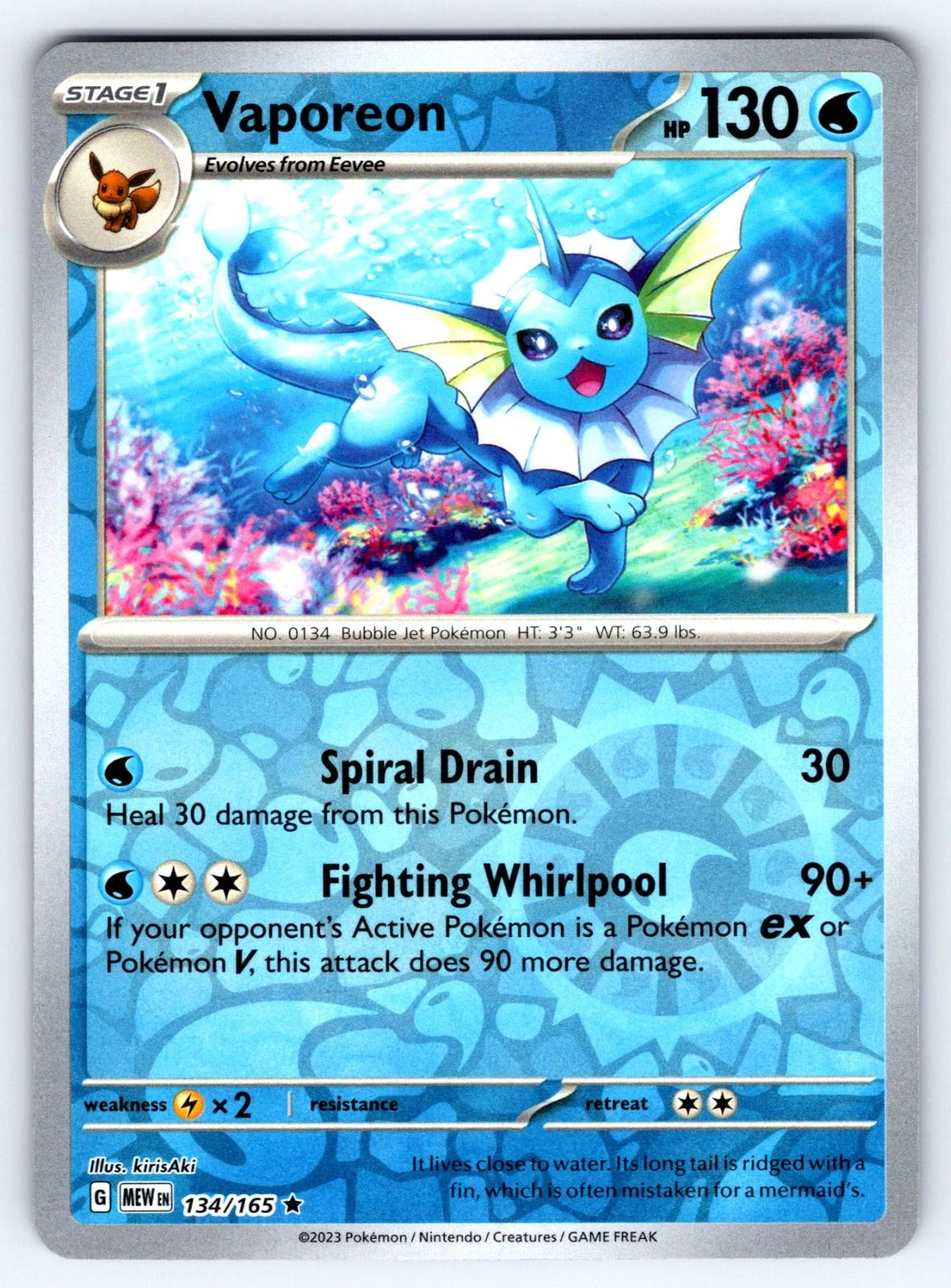 Vaporeon Reverse #134