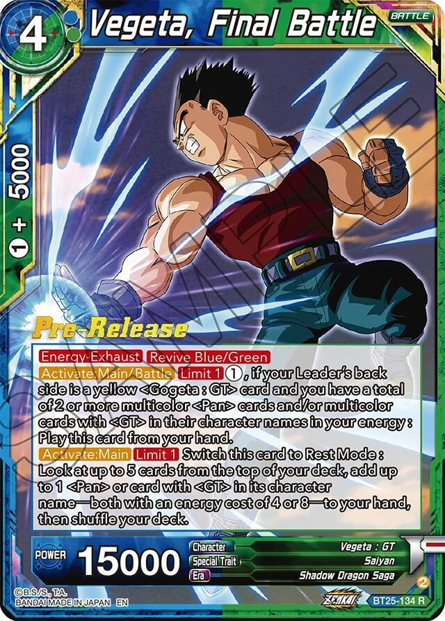 Vegeta, Final Battle [Pre-Release] #BT25-134