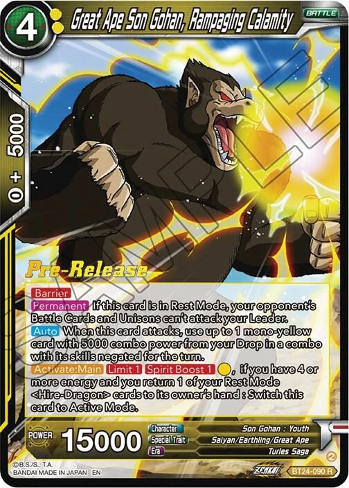 Great Ape Son Gohan, Rampaging Calamity [Pre-Release] #BT24-090