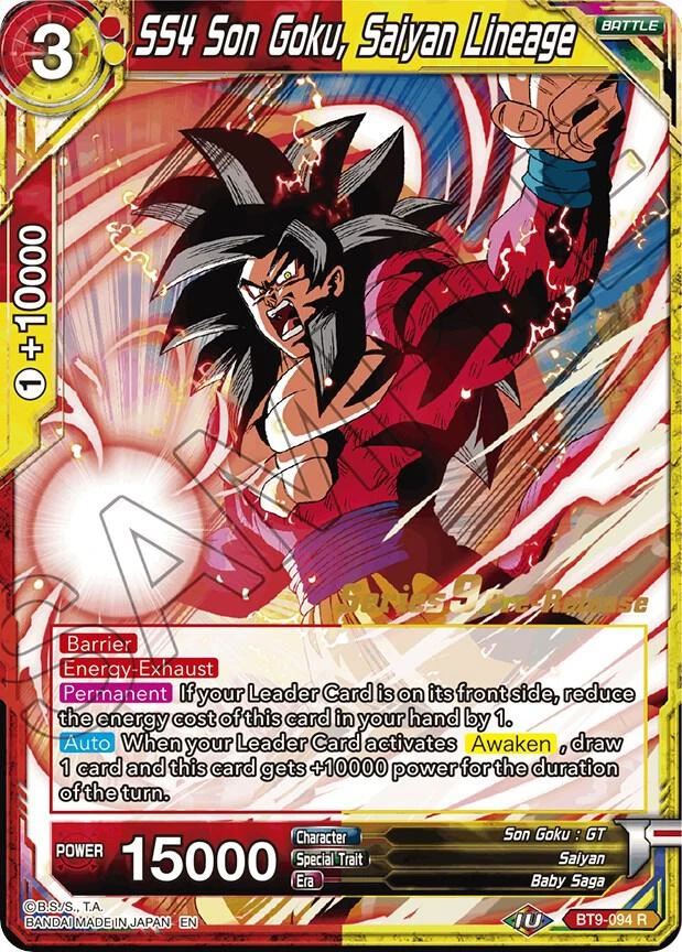 SS4 Son Goku, Saiyan Lineage [Pre-Release] #BT9-094