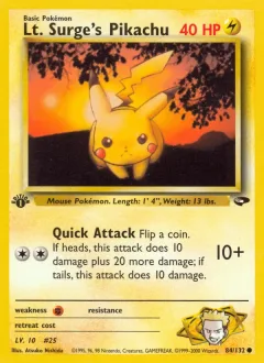 Lt Surge's Pikachu 1st Edition