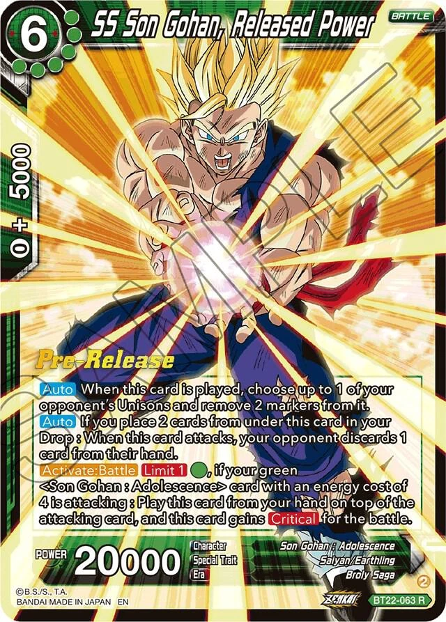 SS Son Gohan, Released Power [Pre-Release] #BT22-063