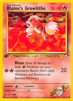 Blaine's Growlithe 1st Edition