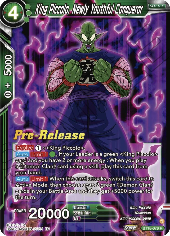 King Piccolo, Newly Youthful Conqueror [Pre-Release] #BT18-078