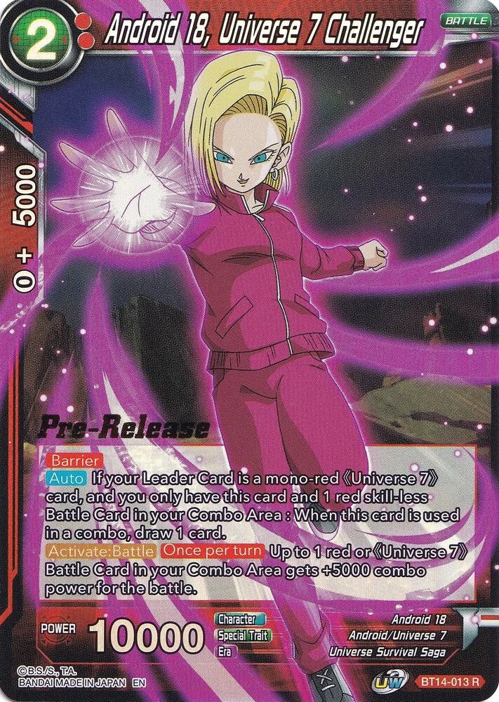 Android 18, Universe 7 Challenger [Pre-Release] #BT14-013