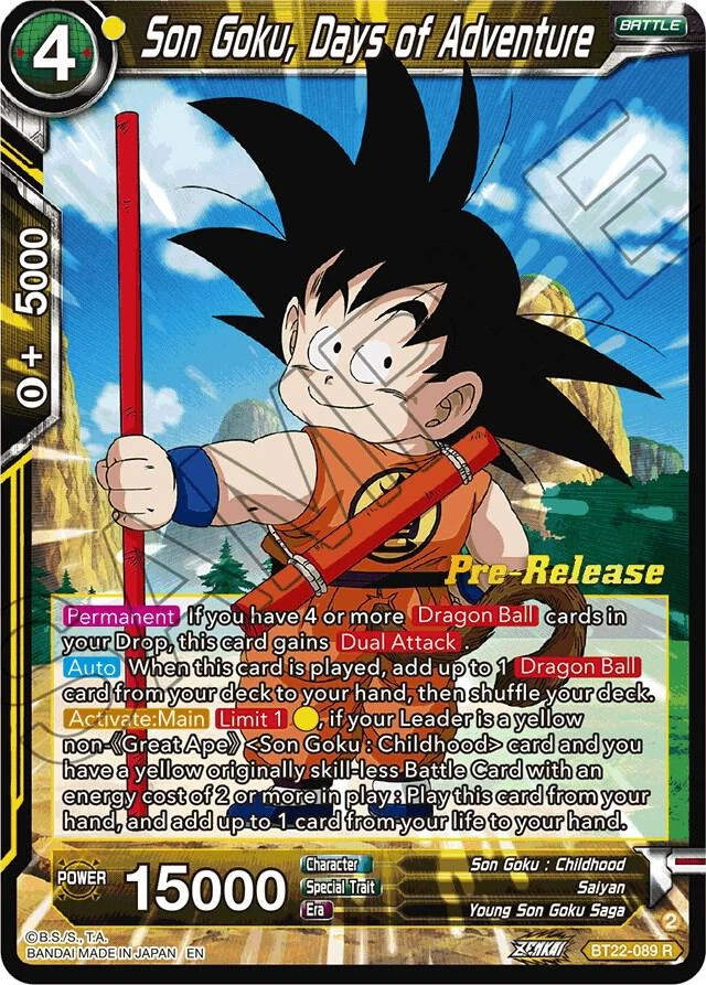 Son Goku, Days of Adventure [Pre-Release] #BT22-089