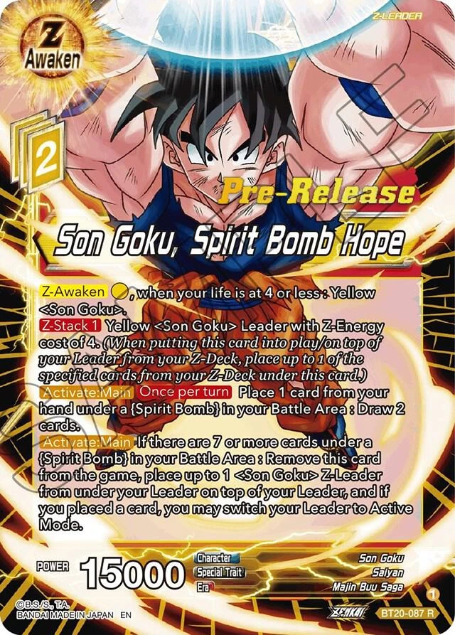 Son Goku, Spirit Bomb Hope [Pre-Release] #BT20-087