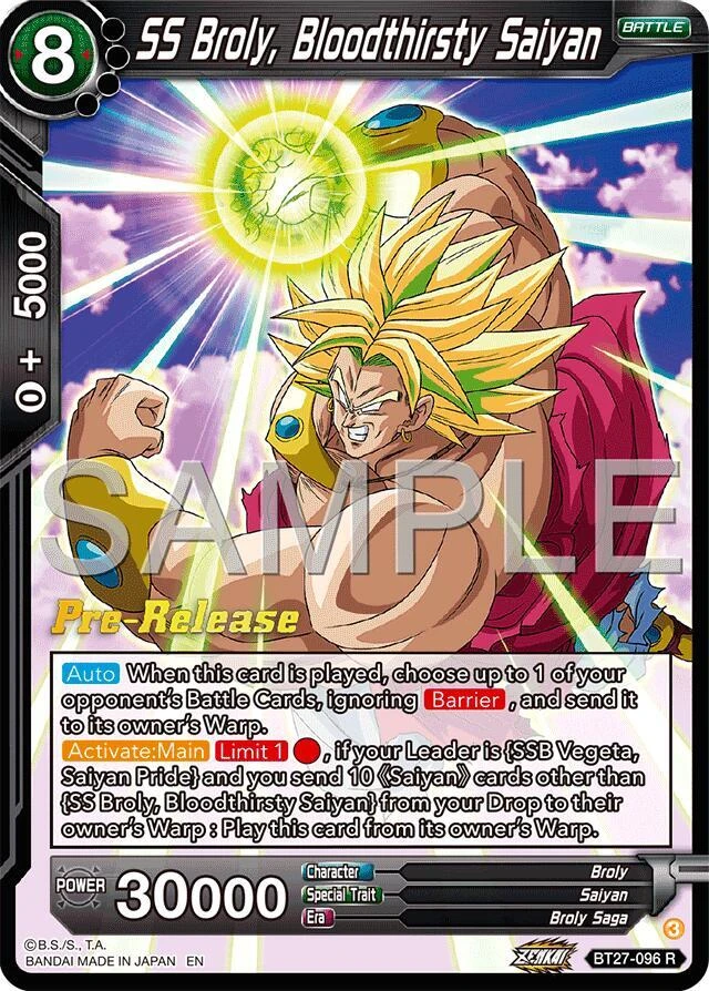 SS Broly, Bloodthirsty Saiyan [Pre-Release] #BT27-096