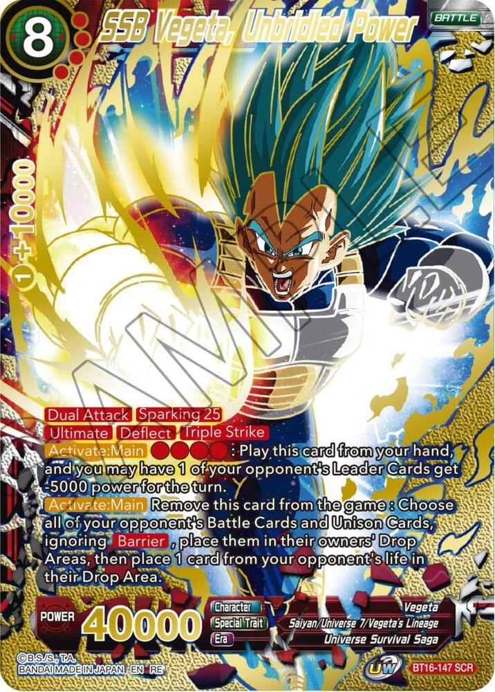 SSB Vegeta, Unbridled Power [Alternate Art] #BT16-147