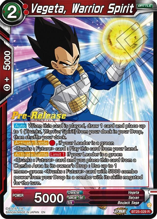 Vegeta, Warrior Spirit [Pre-Release] #BT25-029
