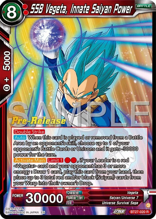 SSB Vegeta, Innate Saiyan Power [Pre-Release] #BT27-020