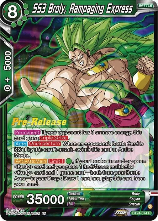 SS3 Broly, Rampaging Express [Pre-Release] #BT24-074