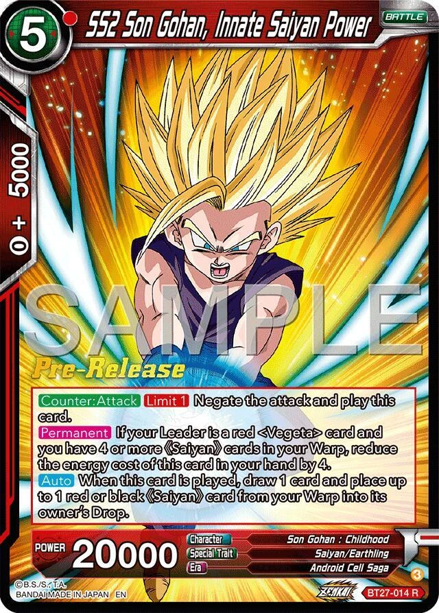 SS2 Son Gohan, Innate Saiyan Power [Pre-Release] #BT27-014