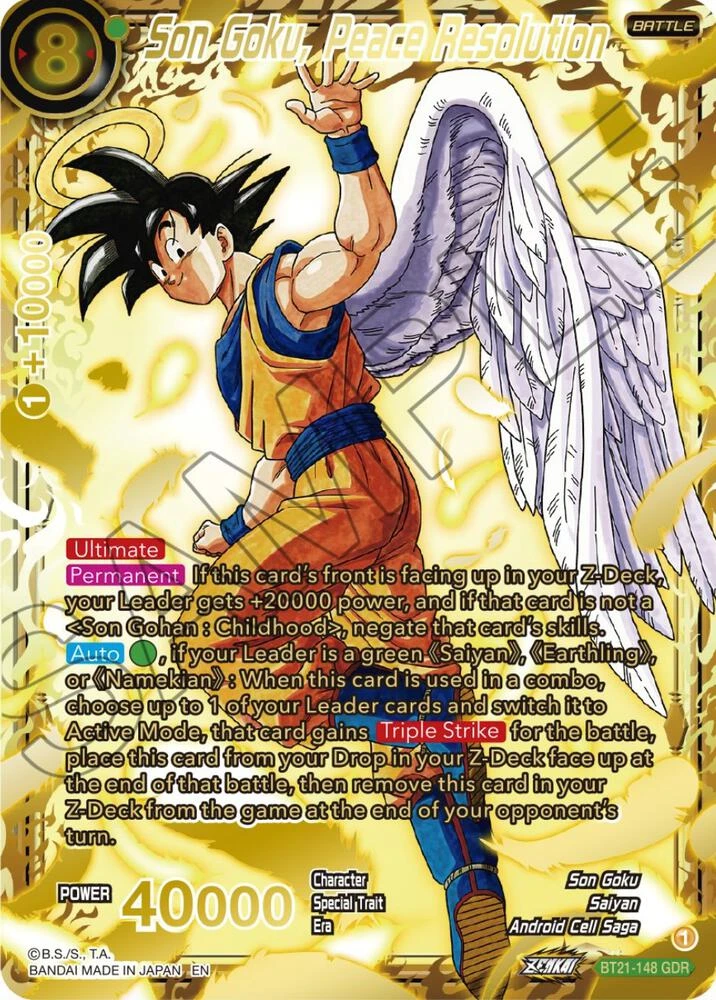 Son Goku, Peace Resolution [God Rare] #BT21-148