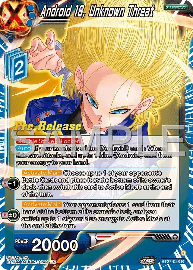 Android 18, Unknown Threat [Pre-Release] #BT27-028
