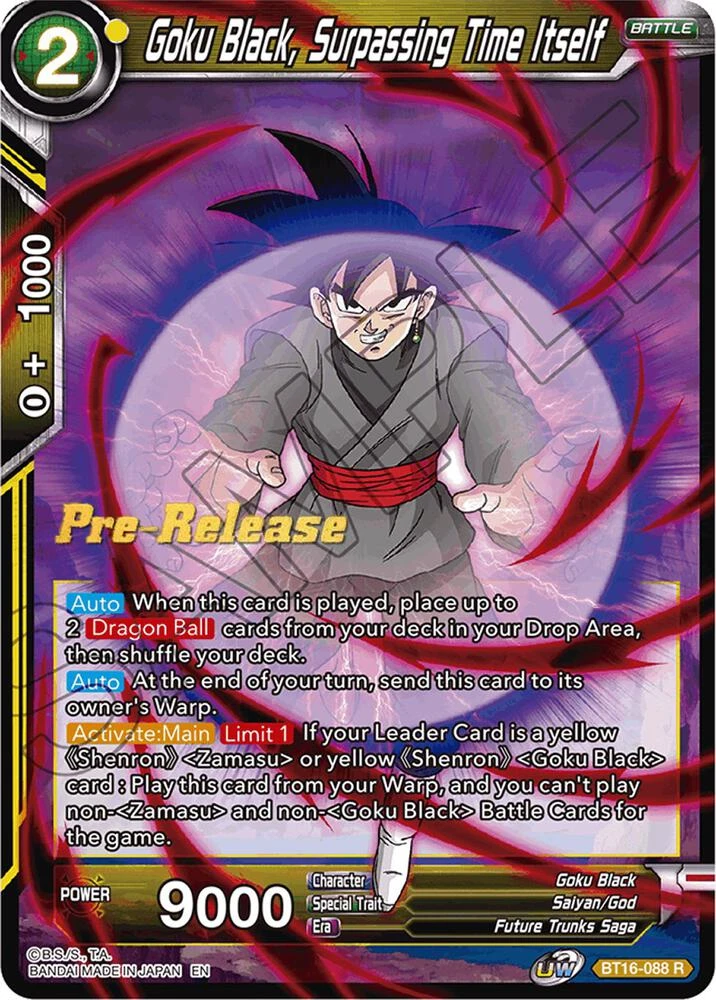 Goku Black, Surpassing Time itself [Pre-Release] #BT16-088