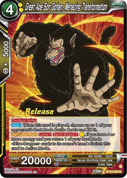Great Ape Son Gohan, Menacing Transformation [Pre-Release] #BT24-089