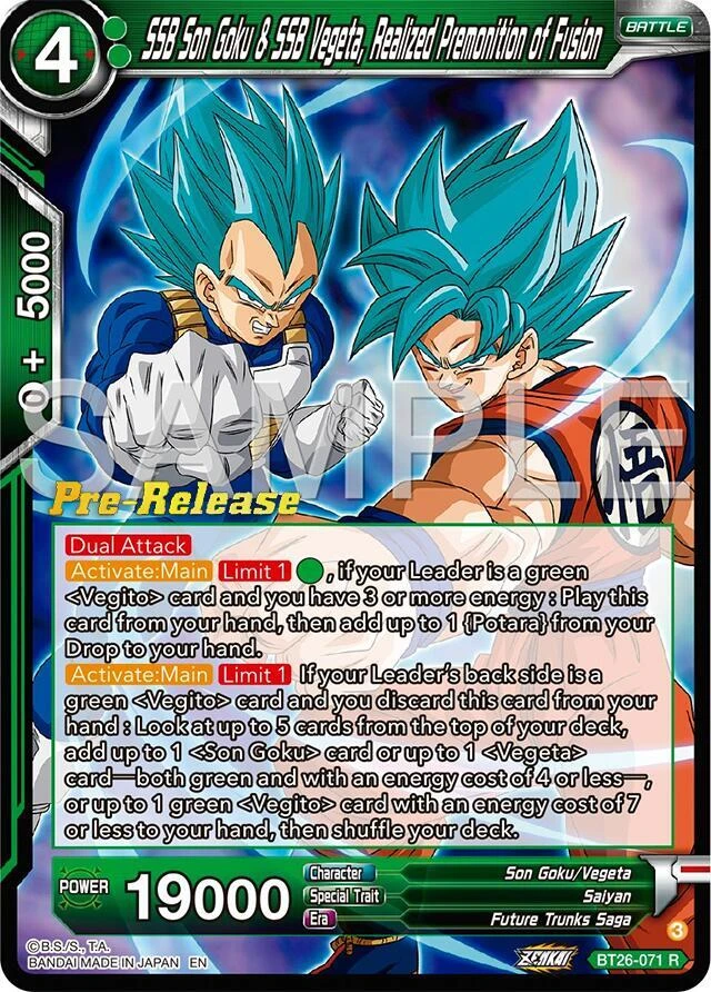 SSB Son Goku & SSB Vegeta, Realized Premonition of Fusion [Pre-Release] #BT26-071