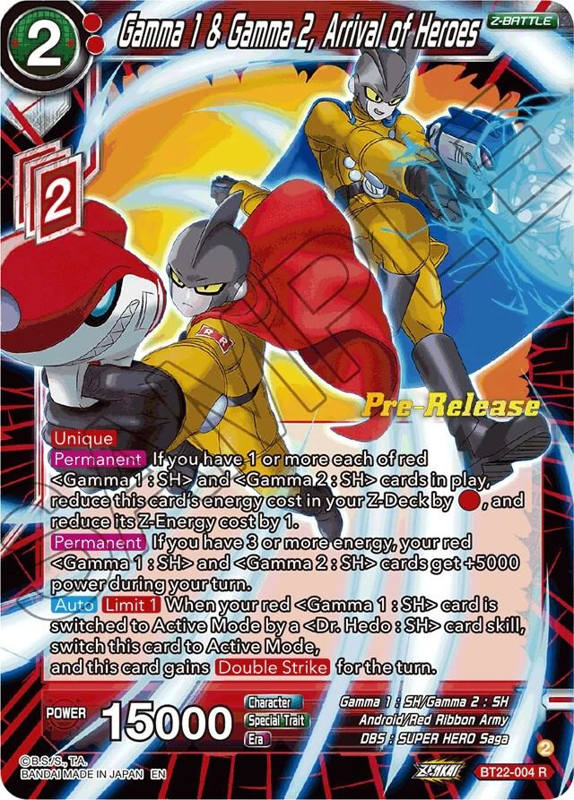 Gamma 1 & Gamma 2, Arrival of Heroes [Pre-Release] #BT22-004