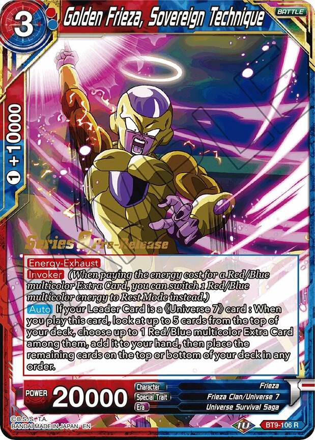 Golden Frieza, Sovereign Technique [Pre-Release] #BT9-106