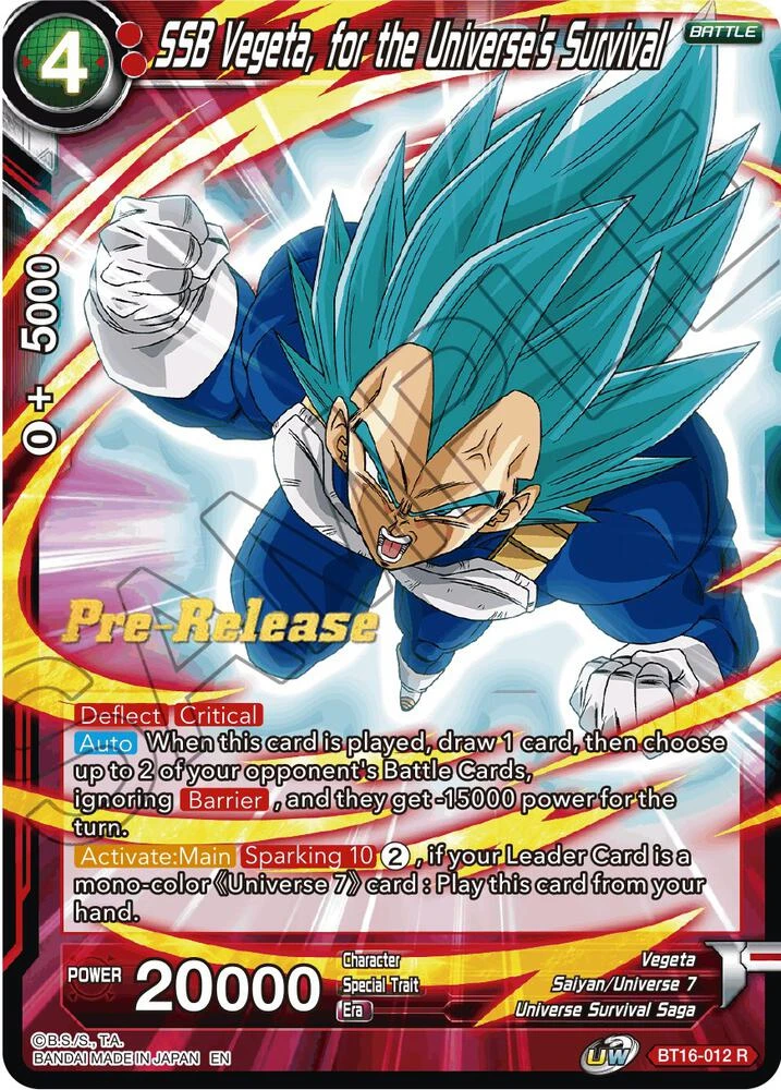 SSB Vegeta, for the Universe's Survival [Pre-Release] #BT16-012