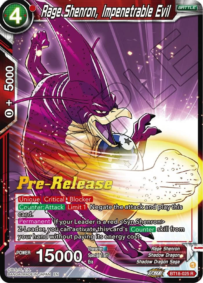 Rage Shenron, Impenetrable Evil [Pre-Release] #BT18-025
