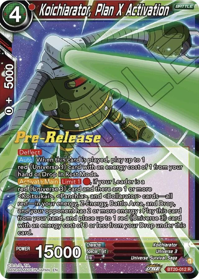 Koichiarator, Plan X Activation [Pre-Release] #BT20-012