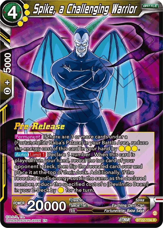 Spike, a Challenging Warrior [Pre-Release] #BT22-104