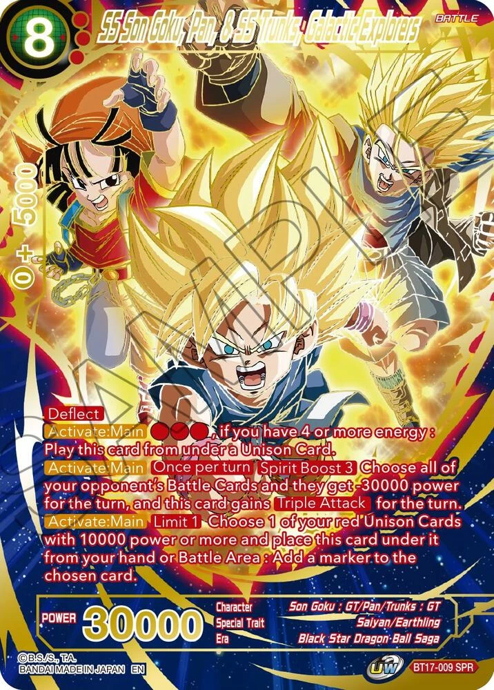 SS Son Goku, Pan, & SS Trunks, Galactic Explorers [SPR] #BT17-009