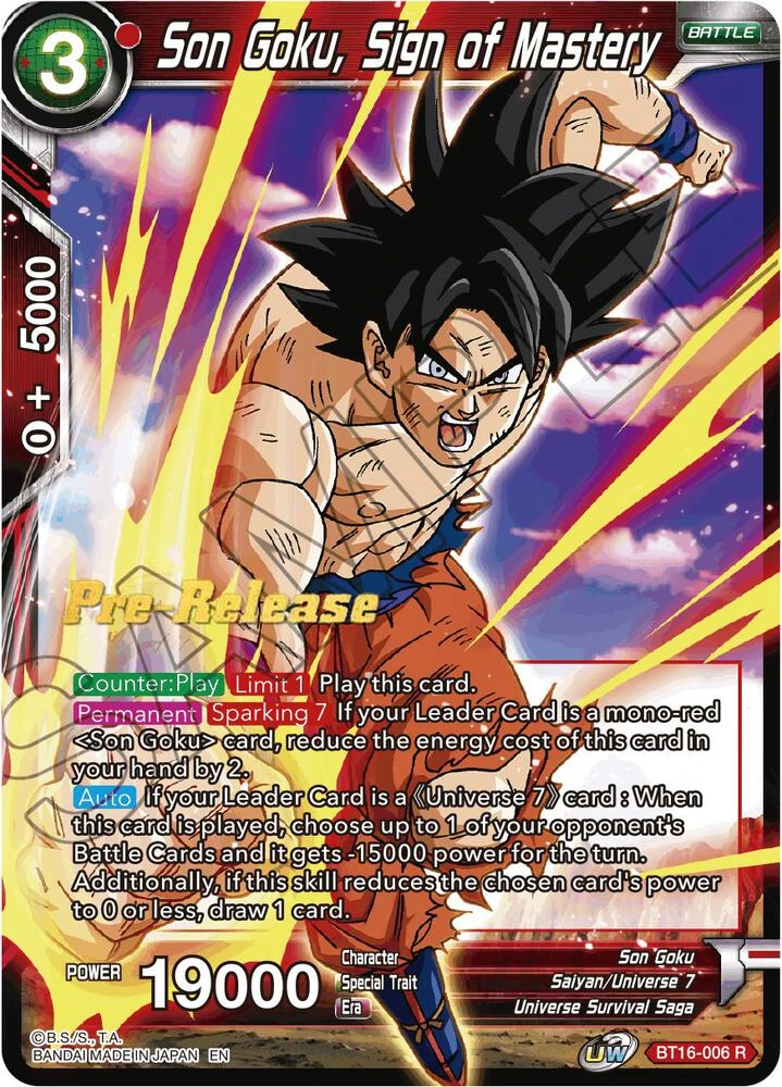 Son Goku, Sign of Mastery [Pre-Release] #BT16-006