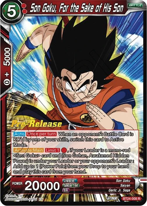 Son Goku, For the Sake of His Son [Pre-Release] #BT24-008