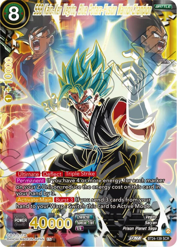 SSB Kaio-Ken Vegito, Blue Potara-Fusion Warrior Champion [Collector Booster Gold] #BT24-139