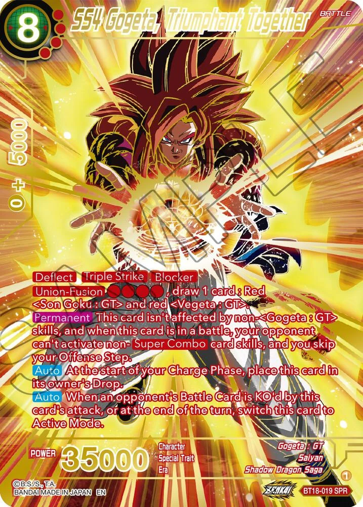 SS4 Gogeta, Triumphant Together [SPR] #BT18-019