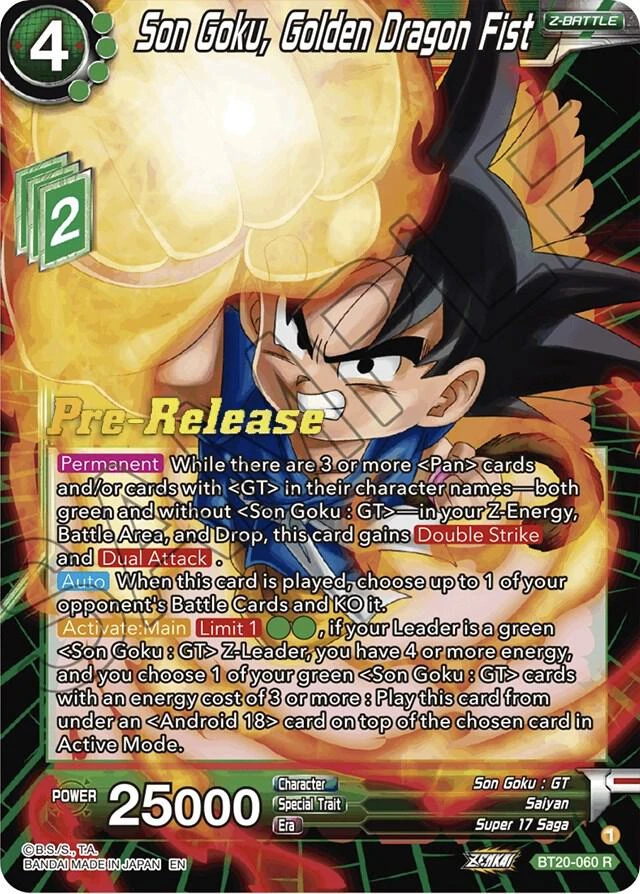 Son Goku, Golden Dragon Fist [Pre-Release] #BT20-060