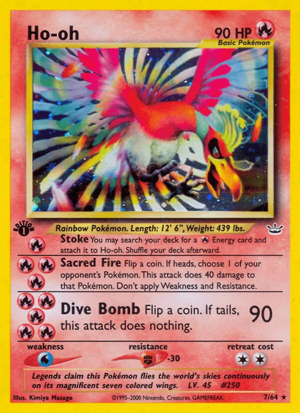 Ho-Oh 1st Edition Double Holo Error #7