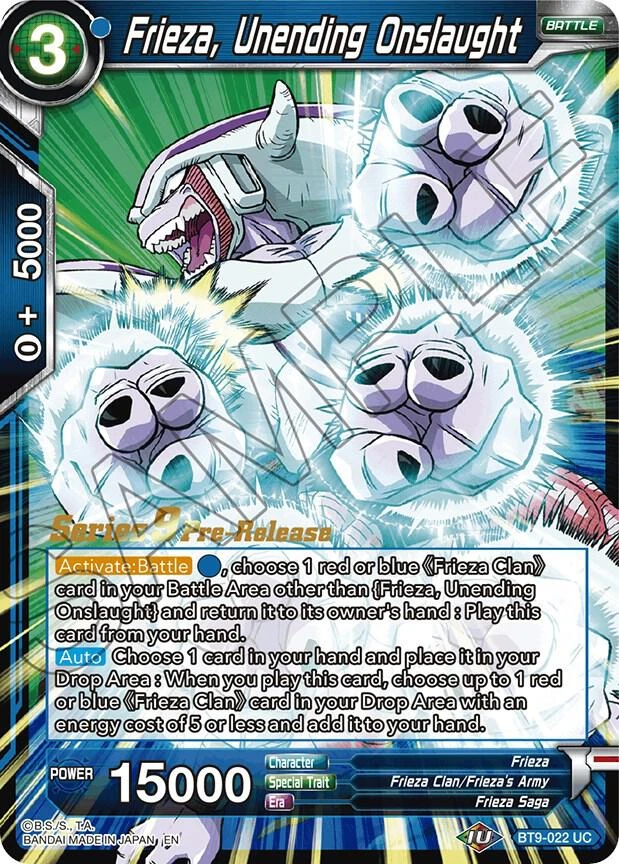 Frieza, Unending Onslaught [Pre-Release] #BT9-022