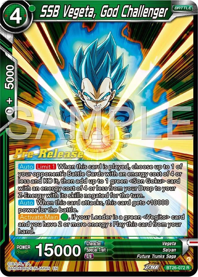 SSB Vegeta, God Challenger [Pre-Release] #BT26-072