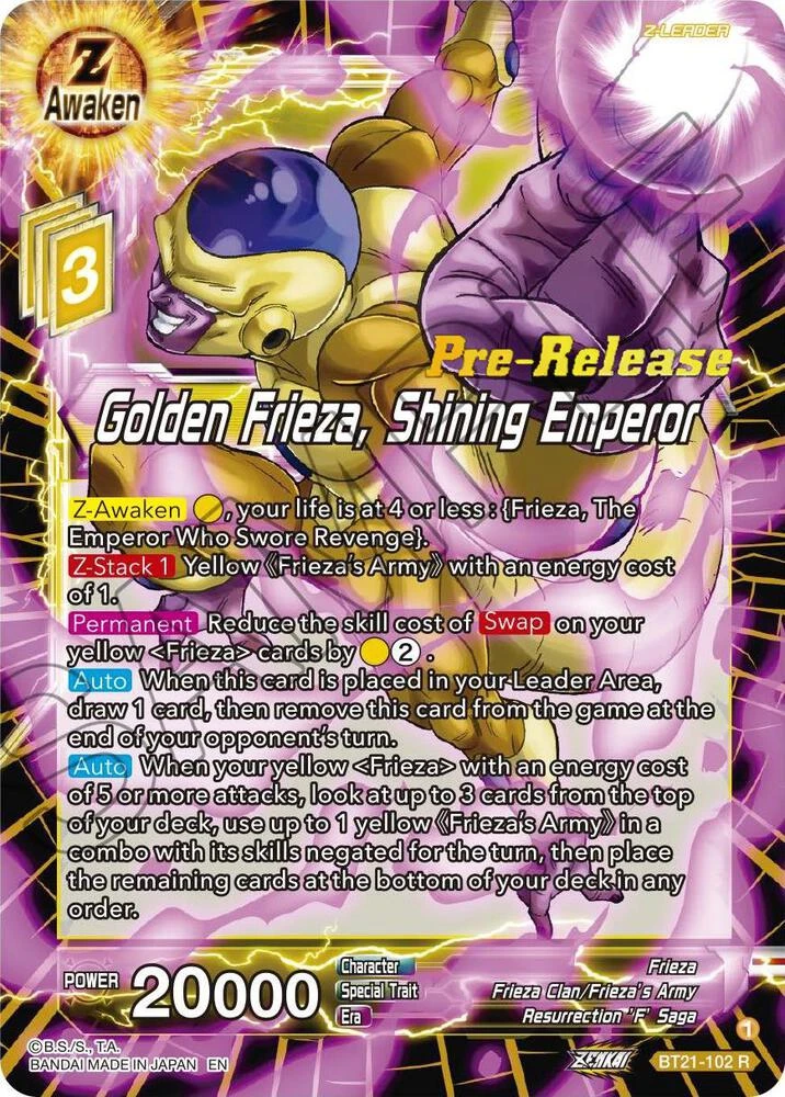 Golden Frieza, Shining Emperor [Pre-Release] #BT21-102