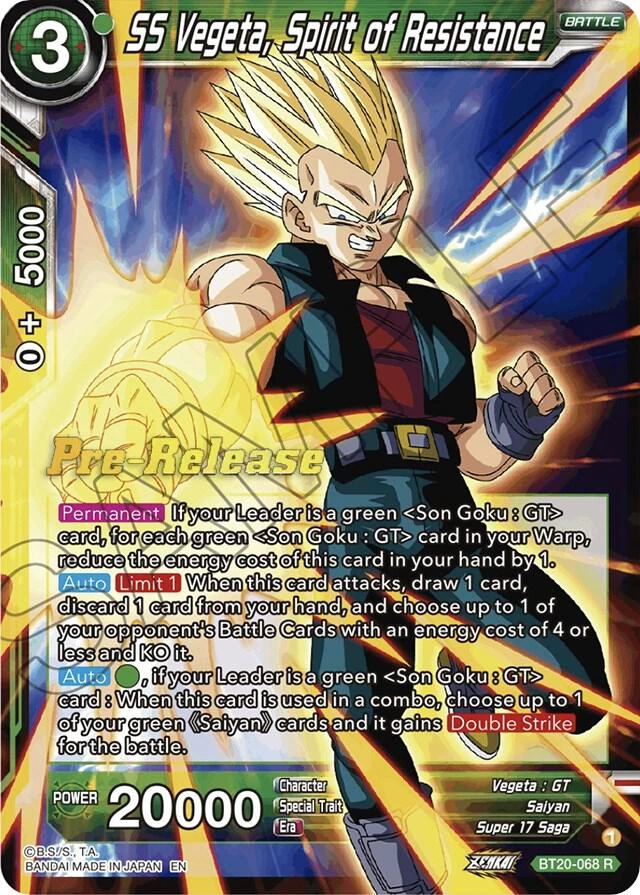 SS Vegeta, Spirit of Resistance [Pre-Release] #BT20-068