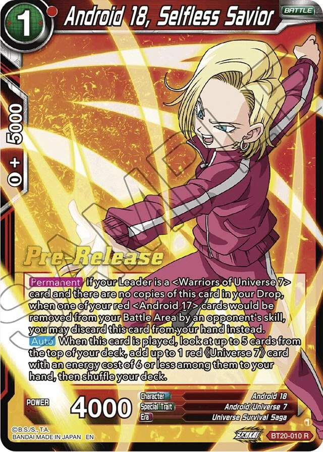Android 18, Selfless Savior [Pre-Release] #BT20-010